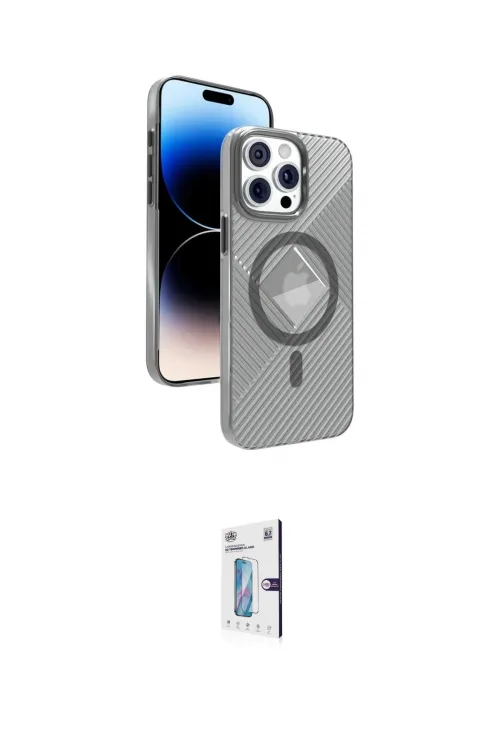 ieg™ iPhone 15 Pro Max Kılıf Nova Modern Prime - Siyah Bilvis 0.18mm Plus Cam Ekran Koruyucu