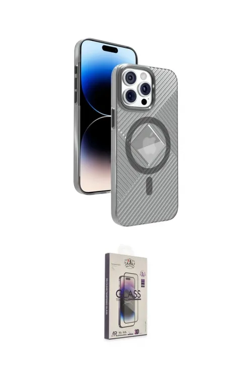 ieg™ iPhone 15 Pro Max Kılıf Nova Modern Prime - Siyah Bilvis 3D Cam Ekran Koruyucu