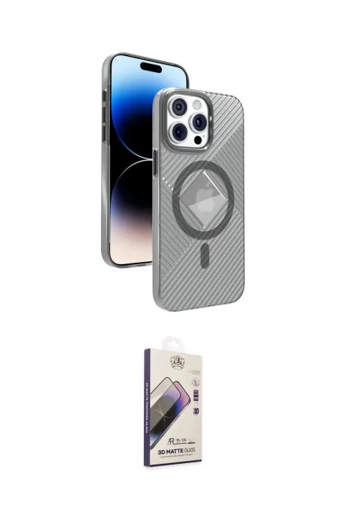 ieg™ iPhone 15 Pro Max Kılıf Nova Modern Prime - Siyah Bilvis 3D Mat Cam Ekran Koruyucu