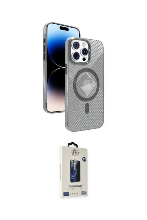 ieg™ iPhone 15 Pro Max Kılıf Nova Modern Prime - Siyah Bilvis Hayalet Cam Ekran Koruyucu