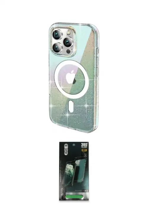ieg™ iPhone 15 Pro Max Kılıf Odak Modern Serisi - Şeffaf 360 Full Body Arka Koruyucu