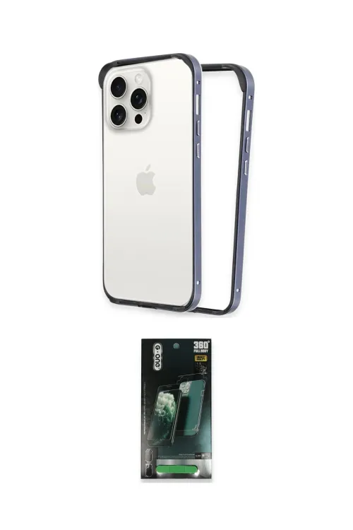ieg™ iPhone 15 Pro Max Kılıf Pusula Asil Koleksiyonu - Şeffaf 360 Full Body Arka Koruyucu