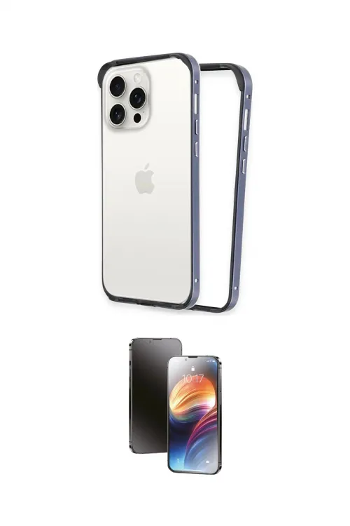 ieg™ iPhone 15 Pro Max Kılıf Pusula Asil Koleksiyonu - Siyah 3D Antistatik Mat Seramik Nano Ekran Koruyucu
