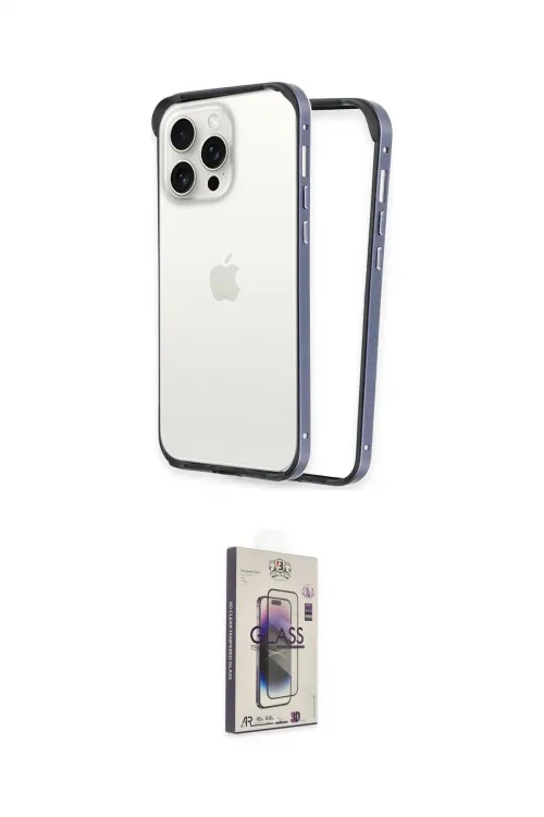 ieg™ iPhone 15 Pro Max Kılıf Pusula Asil Koleksiyonu - Siyah Bilvis 3D Cam Ekran Koruyucu