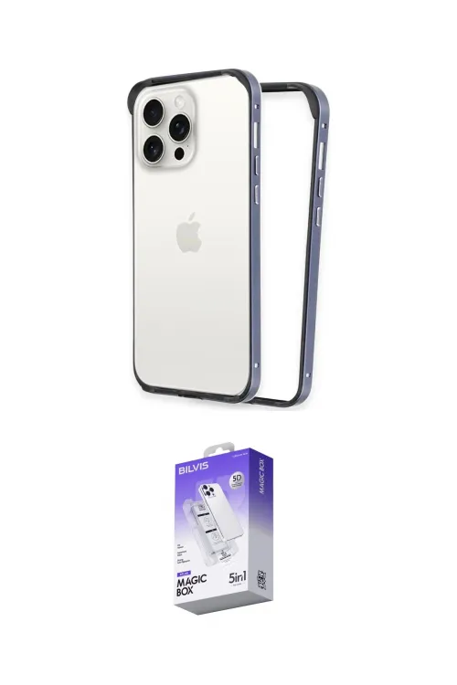 ieg™ iPhone 15 Pro Max Kılıf Pusula Asil Koleksiyonu - Siyah Bilvis 5in1 3D Magic Cam Ekran Koruyucu