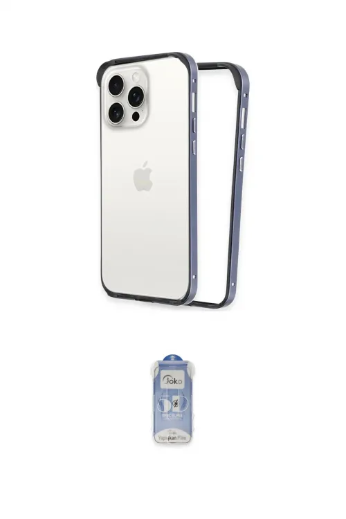 ieg™ iPhone 15 Pro Max Kılıf Pusula Asil Koleksiyonu - Siyah Joko Magic 5D Cam