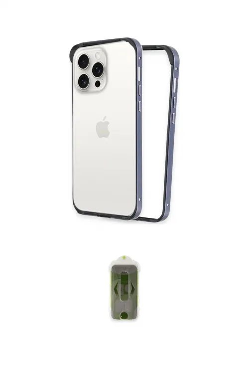 ieg™ iPhone 15 Pro Max Kılıf Pusula Asil Koleksiyonu - Siyah Joko Magic 5D Hayalet Cam