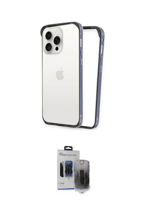 ieg™ iPhone 15 Pro Max Kılıf Pusula Asil Koleksiyonu - Siyah Vanessa Magic Hayalet Cam
