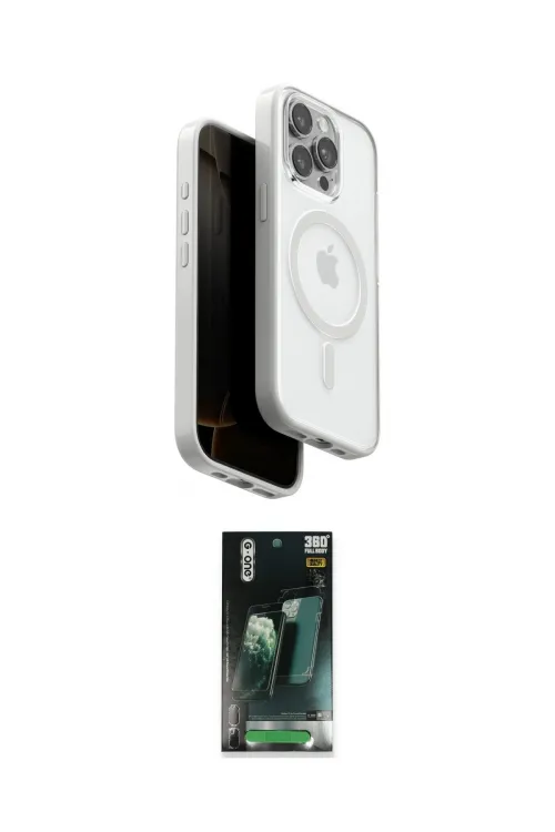 ieg™ iPhone 15 Pro Max Kılıf Pusula Form Serisi - Siyah 360 Mat Full Body Arka Koruyucu