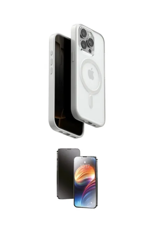 ieg™ iPhone 15 Pro Max Kılıf Pusula Form Serisi - Siyah 3D Antistatik Mat Seramik Nano Ekran Koruyucu