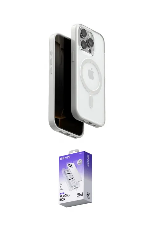 ieg™ iPhone 15 Pro Max Kılıf Pusula Form Serisi - Siyah Bilvis 5in1 3D Magic Cam Ekran Koruyucu