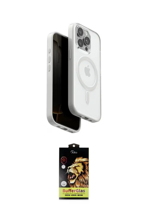 ieg™ iPhone 15 Pro Max Kılıf Pusula Form Serisi - Siyah Buffer Cam Ekran Koruyucu