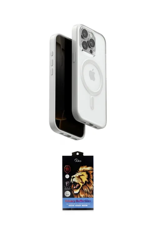 ieg™ iPhone 15 Pro Max Kılıf Pusula Form Serisi - Siyah Buffer Hayalet Cam Ekran Koruyucu