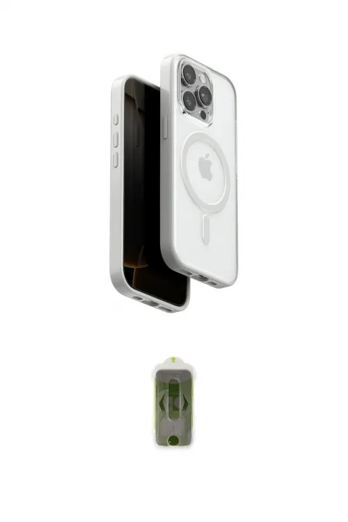 ieg™ iPhone 15 Pro Max Kılıf Pusula Form Serisi - Siyah Joko Magic 5D Hayalet Cam