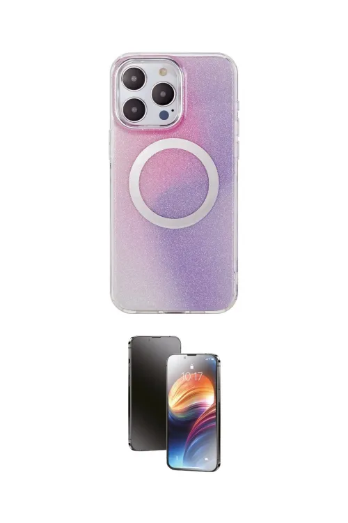 ieg™ iPhone 15 Pro Max Kılıf Pusula Form - Siyah 3D Antistatik Mat Seramik Nano Ekran Koruyucu