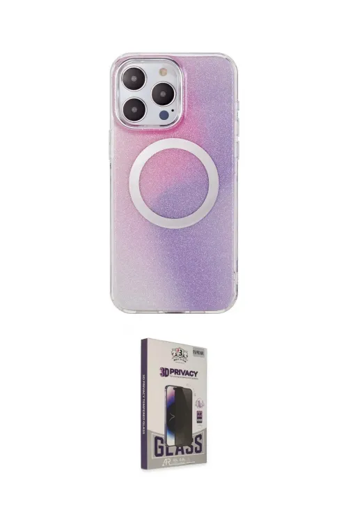 ieg™ iPhone 15 Pro Max Kılıf Pusula Form - Siyah Bilvis Hayalet Cam Ekran Koruyucu