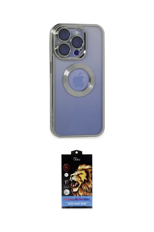 ieg™ iPhone 15 Pro Max Kılıf Pusula Form - Siyah Buffer Hayalet Cam Ekran Koruyucu