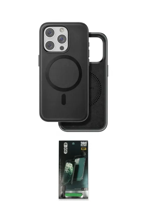 ieg™ iPhone 15 Pro Max Kılıf Pusula Işık Koleksiyonu - Şeffaf 360 Full Body Arka Koruyucu