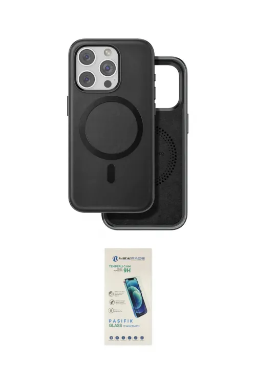 ieg™ iPhone 15 Pro Max Kılıf Pusula Işık Koleksiyonu - Şeffaf Pasifik Cam Ekran Koruyucu