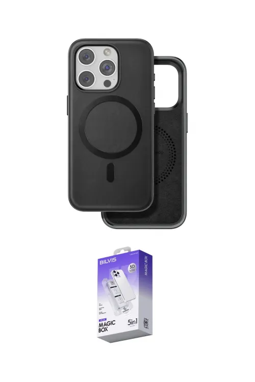 ieg™ iPhone 15 Pro Max Kılıf Pusula Işık Koleksiyonu - Siyah Bilvis 5in1 3D Magic Cam Ekran Koruyucu