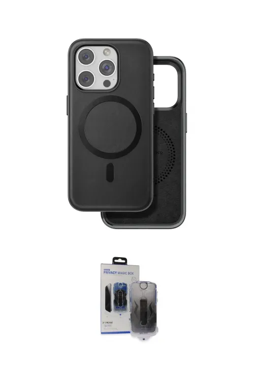 ieg™ iPhone 15 Pro Max Kılıf Pusula Işık Koleksiyonu - Siyah Vanessa Magic Hayalet Cam