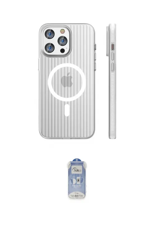 ieg™ iPhone 15 Pro Max Kılıf Pusula Minimal Koleksiyonu - Siyah Joko Magic 5D Cam