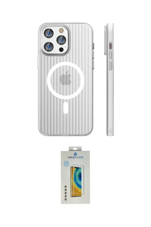 ieg™ iPhone 15 Pro Max Kılıf Pusula Minimal Koleksiyonu - Siyah Polymer Nano Ekran Koruyucu