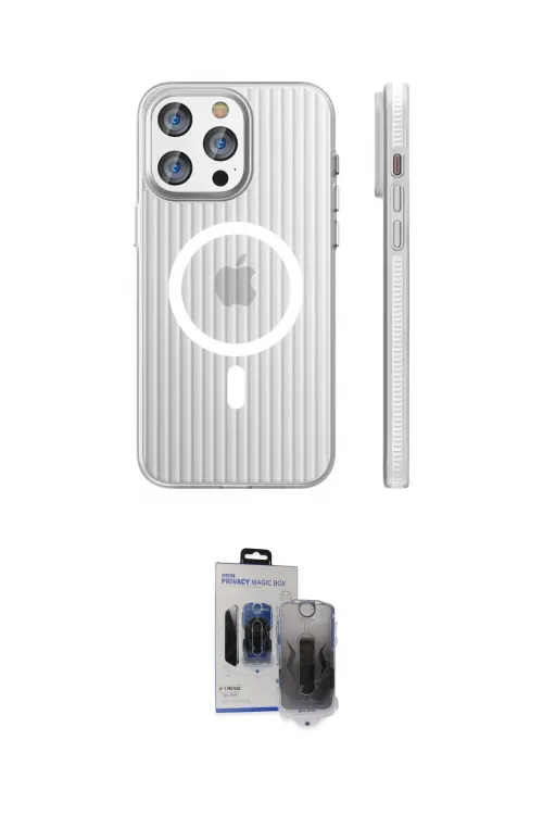 ieg™ iPhone 15 Pro Max Kılıf Pusula Minimal Koleksiyonu - Siyah Vanessa Magic Hayalet Cam