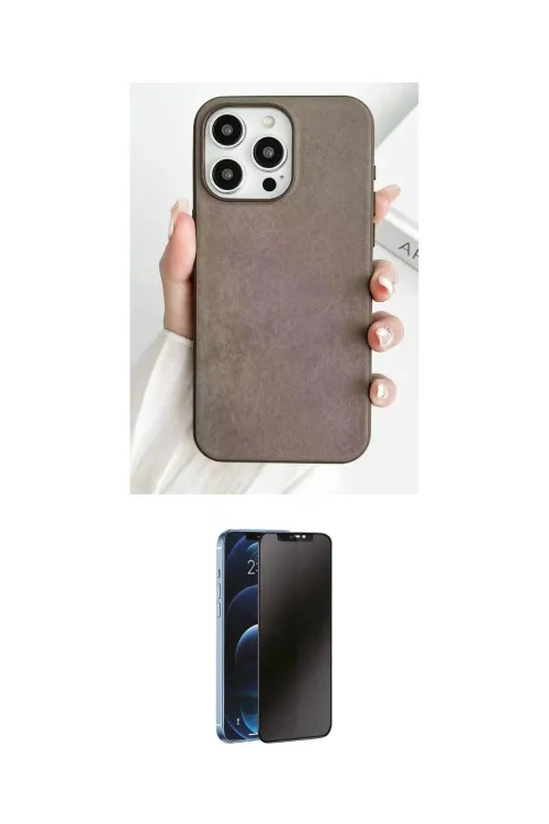 ieg™ iPhone 15 Pro Max Kılıf Pusula Modern - Siyah 3D Antistatik Hayalet Cam Ekran Koruyucu