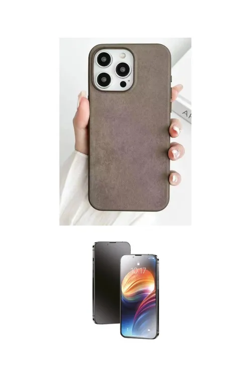 ieg™ iPhone 15 Pro Max Kılıf Pusula Modern - Siyah 3D Antistatik Mat Seramik Nano Ekran Koruyucu