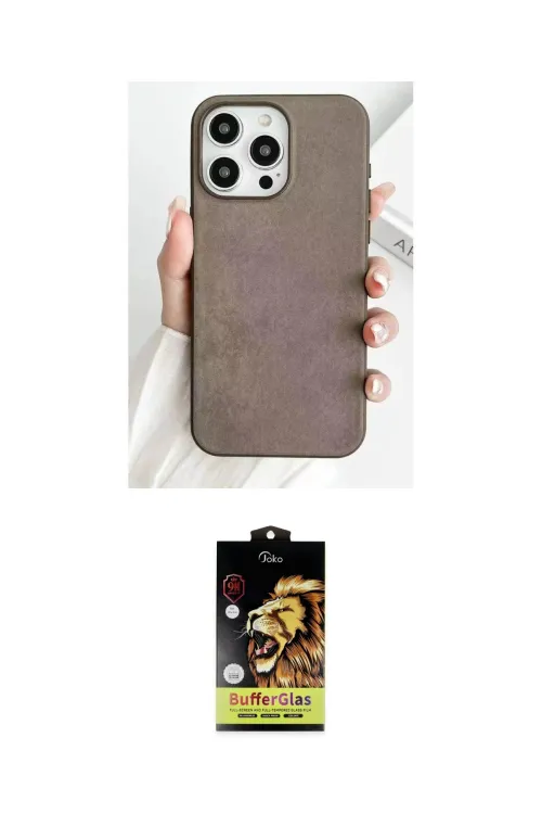 ieg™ iPhone 15 Pro Max Kılıf Pusula Modern - Siyah Buffer Cam Ekran Koruyucu