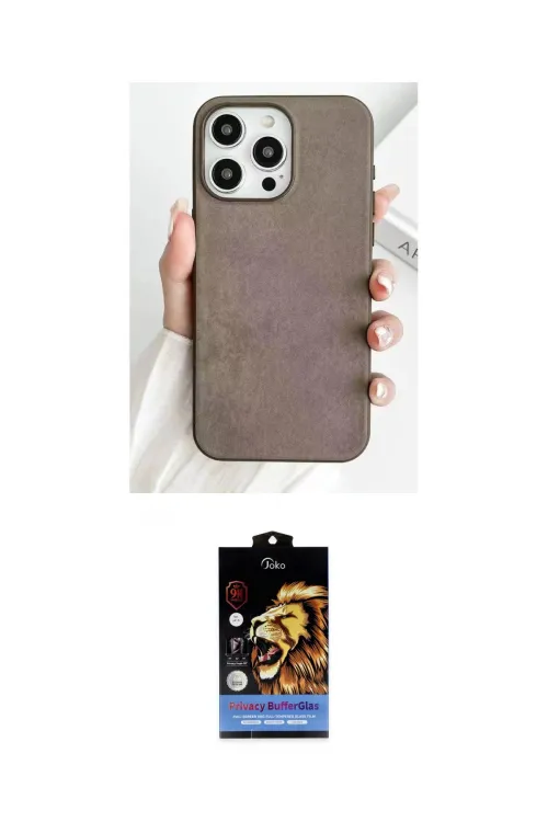ieg™ iPhone 15 Pro Max Kılıf Pusula Modern - Siyah Buffer Hayalet Cam Ekran Koruyucu