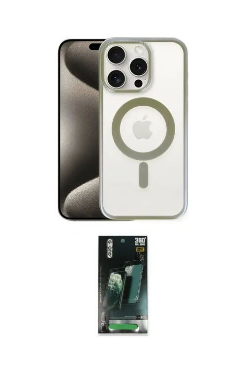ieg™ iPhone 15 Pro Max Kılıf Siluet Çizgi Serisi - Siyah 360 Mat Full Body Arka Koruyucu