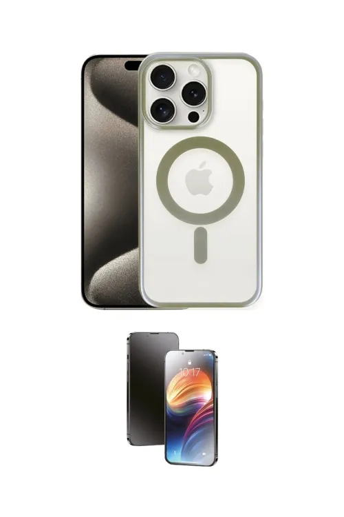 ieg™ iPhone 15 Pro Max Kılıf Siluet Çizgi Serisi - Siyah 3D Antistatik Mat Seramik Nano Ekran Koruyucu