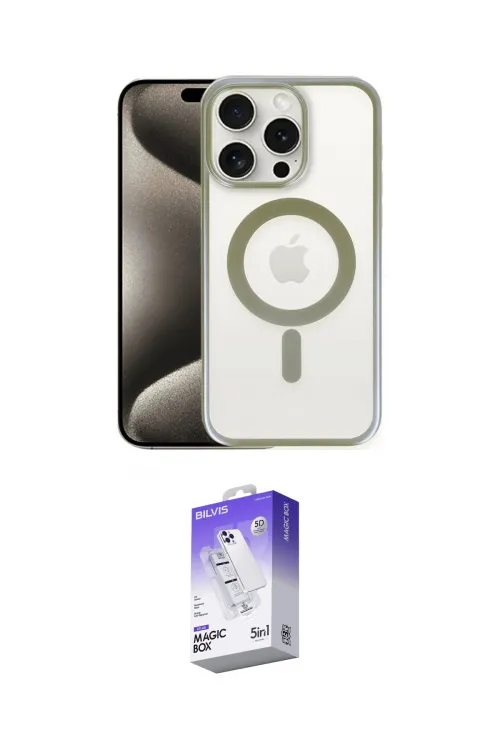 ieg™ iPhone 15 Pro Max Kılıf Siluet Çizgi Serisi - Siyah Bilvis 5in1 3D Magic Cam Ekran Koruyucu