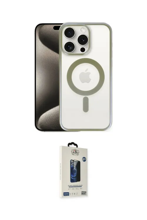 ieg™ iPhone 15 Pro Max Kılıf Siluet Çizgi Serisi - Siyah Bilvis Hayalet Cam Ekran Koruyucu
