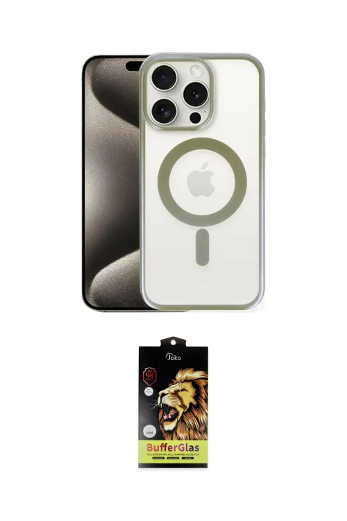 ieg™ iPhone 15 Pro Max Kılıf Siluet Çizgi Serisi - Siyah Buffer Cam Ekran Koruyucu