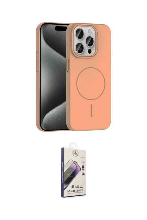 ieg™ iPhone 15 Pro Max Kılıf Siluet Doku Özel Seri - Siyah Bilvis 3D Mat Cam Ekran Koruyucu