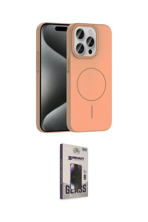 ieg™ iPhone 15 Pro Max Kılıf Siluet Doku Özel Seri - Siyah Bilvis Hayalet Cam Ekran Koruyucu