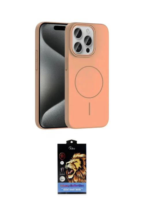 ieg™ iPhone 15 Pro Max Kılıf Siluet Doku Özel Seri - Siyah Buffer Hayalet Cam Ekran Koruyucu