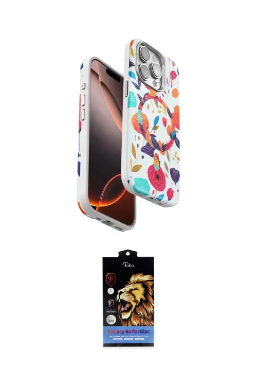 ieg™ iPhone 15 Pro Max Kılıf Siluet Doku - Siyah Buffer Hayalet Cam Ekran Koruyucu