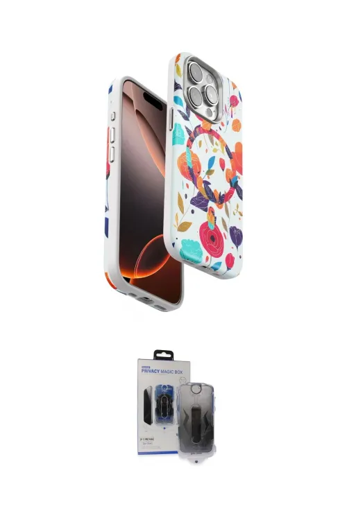 ieg™ iPhone 15 Pro Max Kılıf Siluet Doku - Siyah Vanessa Magic Hayalet Cam