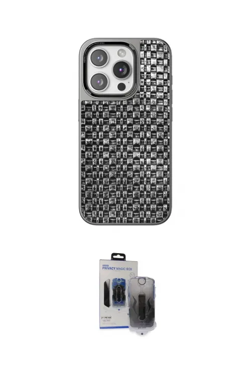 ieg™ iPhone 15 Pro Max Kılıf Siluet Form Serisi - Siyah Vanessa Magic Hayalet Cam