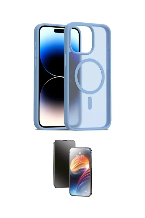 ieg™ iPhone 15 Pro Max Kılıf Siluet Minimal Prime - Siyah 3D Antistatik Mat Seramik Nano Ekran Koruyucu