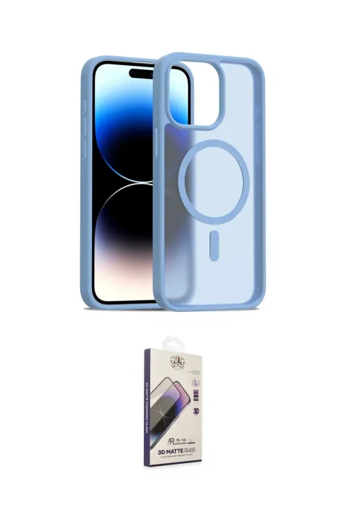 ieg™ iPhone 15 Pro Max Kılıf Siluet Minimal Prime - Siyah Bilvis 3D Mat Cam Ekran Koruyucu