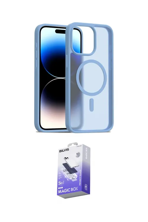 ieg™ iPhone 15 Pro Max Kılıf Siluet Minimal Prime - Siyah Bilvis 5in1 5D Magic Hayalet Cam Ekran Koruyucu