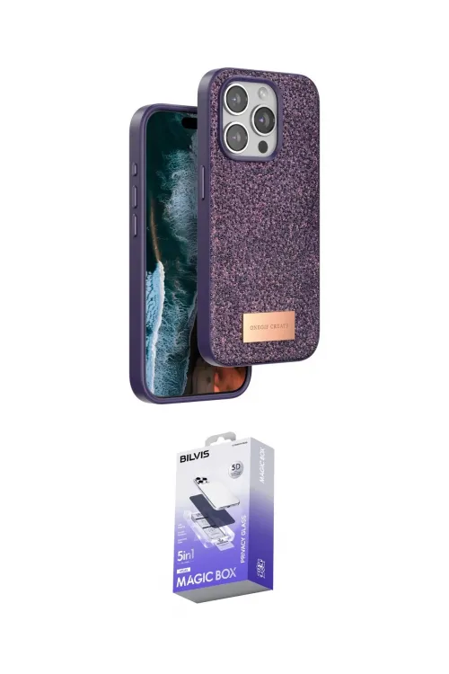 ieg™ iPhone 15 Pro Max Kılıf Vadi Klasik Serisi - Siyah Bilvis 5in1 5D Magic Hayalet Cam Ekran Koruyucu