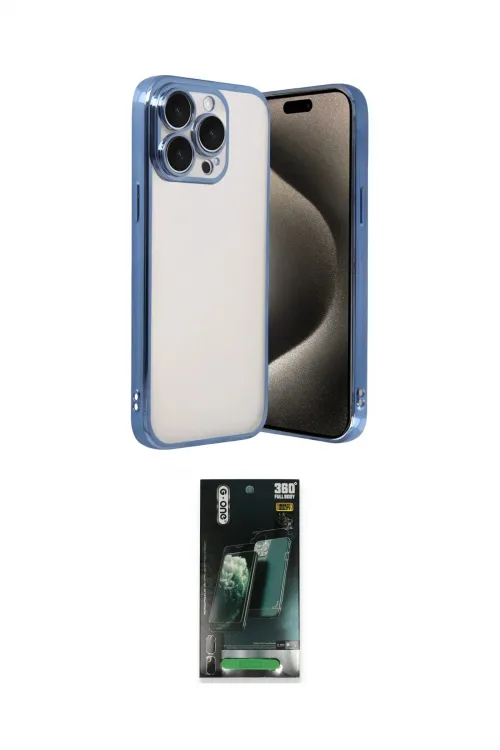 ieg™ iPhone 15 Pro Max Kılıf Vadi Minimal - Siyah 360 Mat Full Body Arka Koruyucu