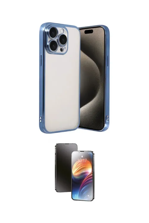 ieg™ iPhone 15 Pro Max Kılıf Vadi Minimal - Siyah 3D Antistatik Mat Seramik Nano Ekran Koruyucu