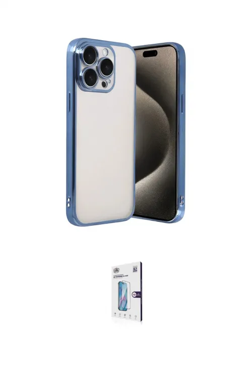 ieg™ iPhone 15 Pro Max Kılıf Vadi Minimal - Siyah Bilvis 0.18mm Plus Cam Ekran Koruyucu